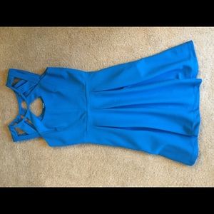 Blue dress with fun cutout neckline